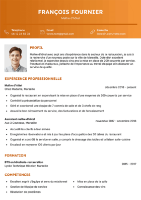 Le modèle CV LibreOffice Amboise en abricot