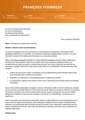 Le modèle lettre de motivation LibreOffice Amboise en abricot
