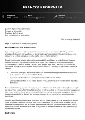 Le modèle lettre de motivation LibreOffice Amboise en graphite