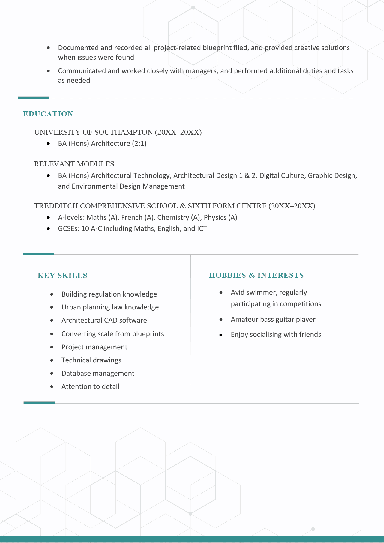 Architecture CV Example + Writing Tips