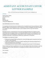 Assistant Accountant Cover Letter Example Free Template