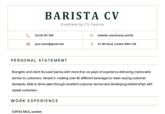 Example of a barista CV.