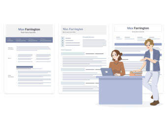 A person choosing a simple CV template for their job application