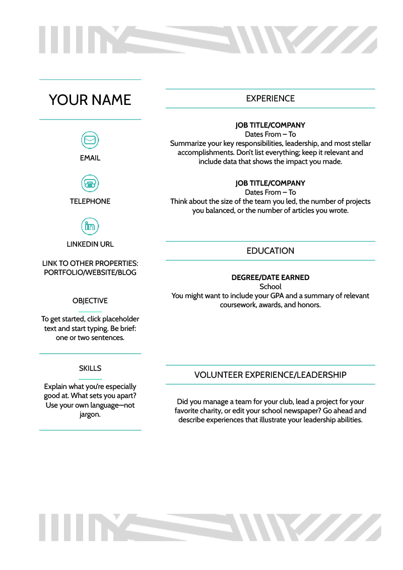 The Basic Google Docs CV template from Process Street