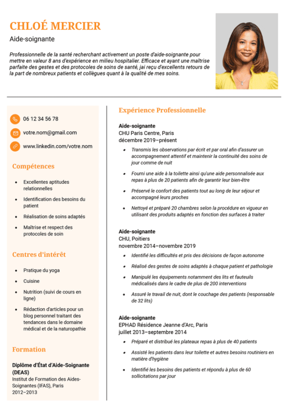 Le modèle de CV LibreOffice « Bastia » en abricot
