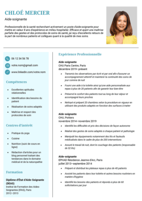 Le modèle CV LibreOffice Bastia en azur