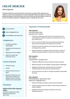 Le modèle CV LibreOffice Bastia en bleu marine