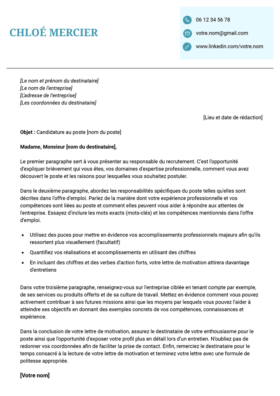 Le modèle lettre de motivation LibreOffice Bastia en azur