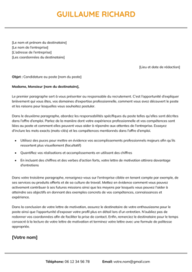 Le modèle lettre de motivation LibreOffice Belleville en abricot