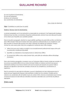 Le modèle lettre de motivation LibreOffice Belleville en magenta