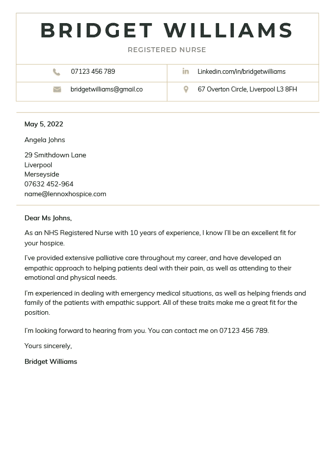 A short cover letter to represent one of the best cover letter examples