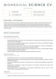 Biomedical Science CV Example Free Template 14 Skills