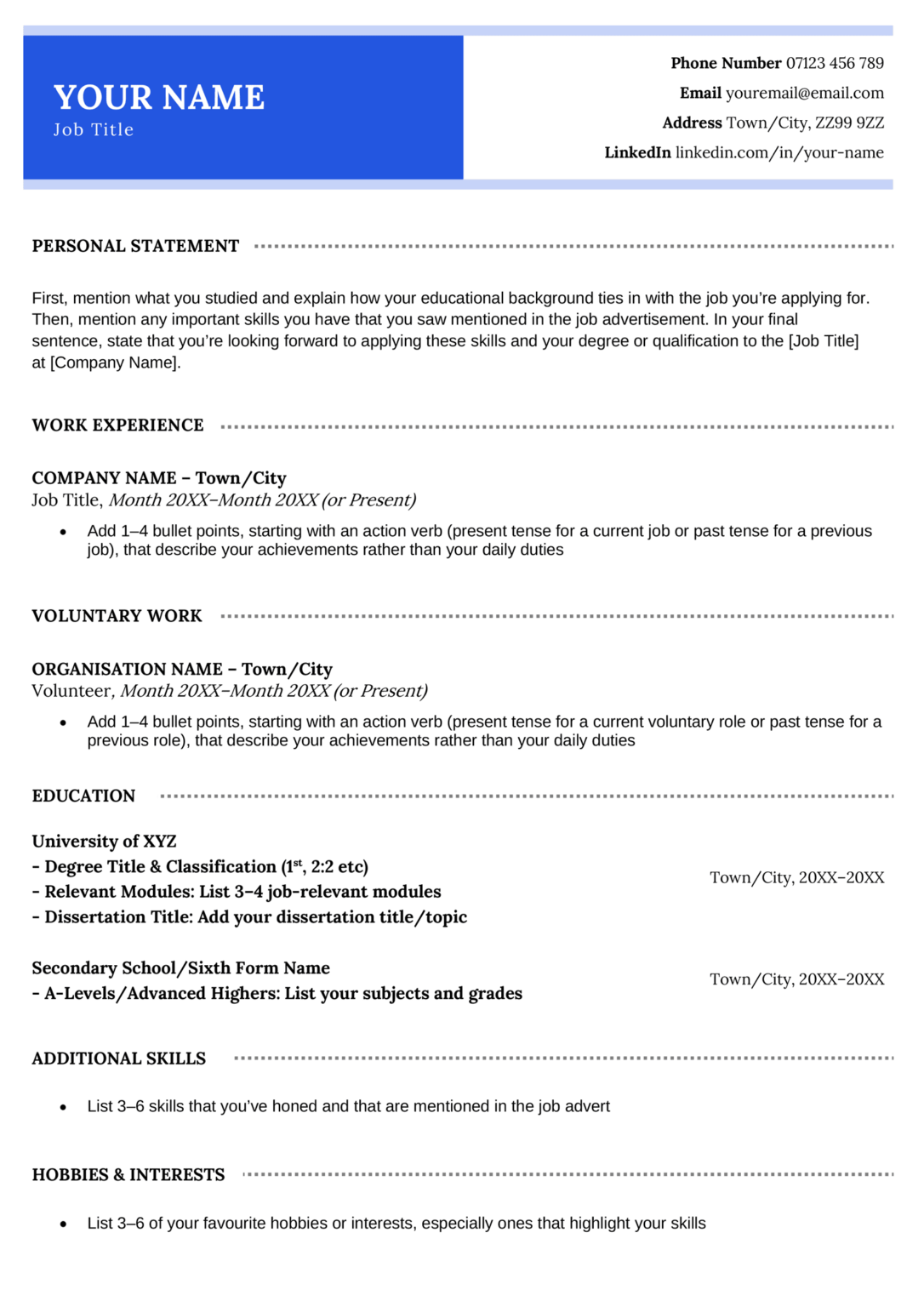 CV Examples for Students: Templates & Summary Samples