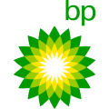 The green and yellow logo of British Petroleum (BP), a UK oil and gas company and one of the largest companies in the world.