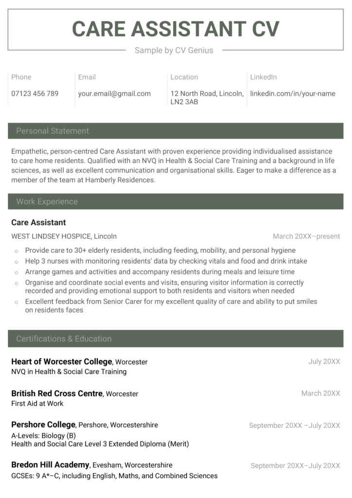 Health Care Assistant Job Uk