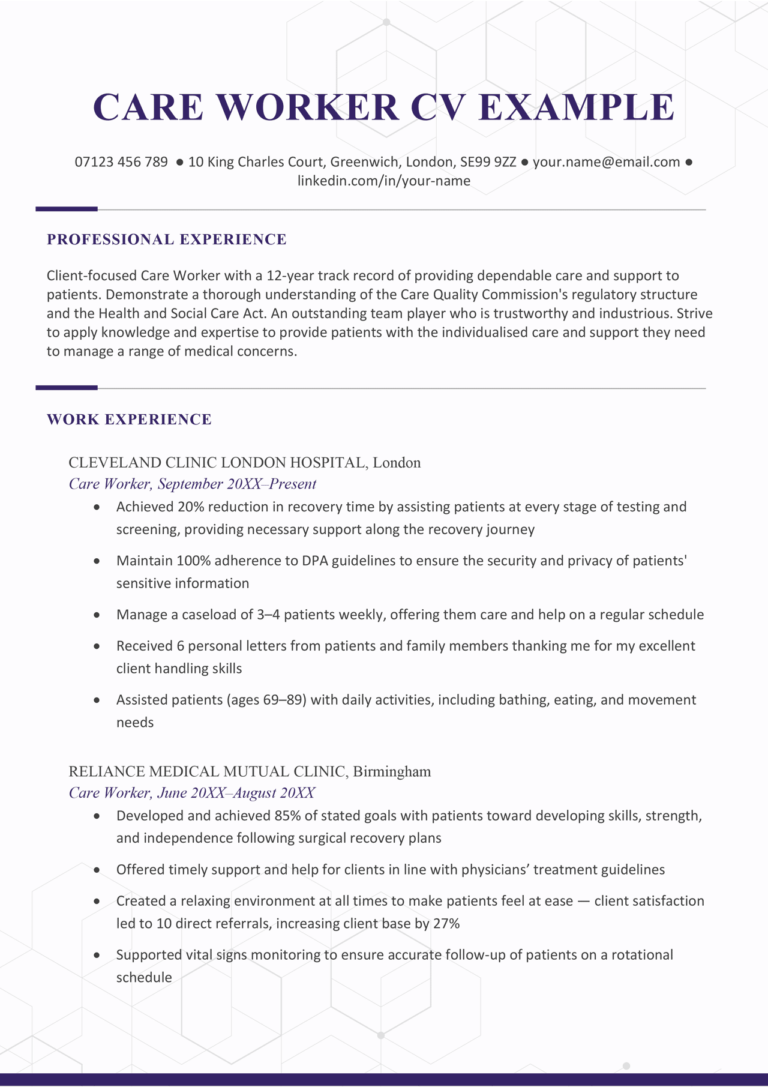 Social Worker Personal Statement Cv