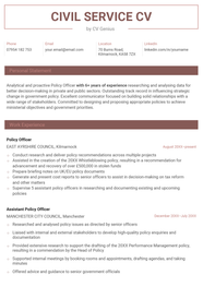 Civil Service CV Example Free Template Writing Help