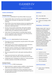 Cleaner CV Example Free Template How To Write