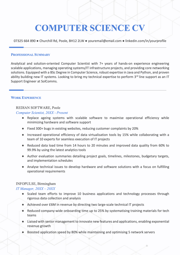2 Computer Science CV Examples (Plus Free Template & Tips)