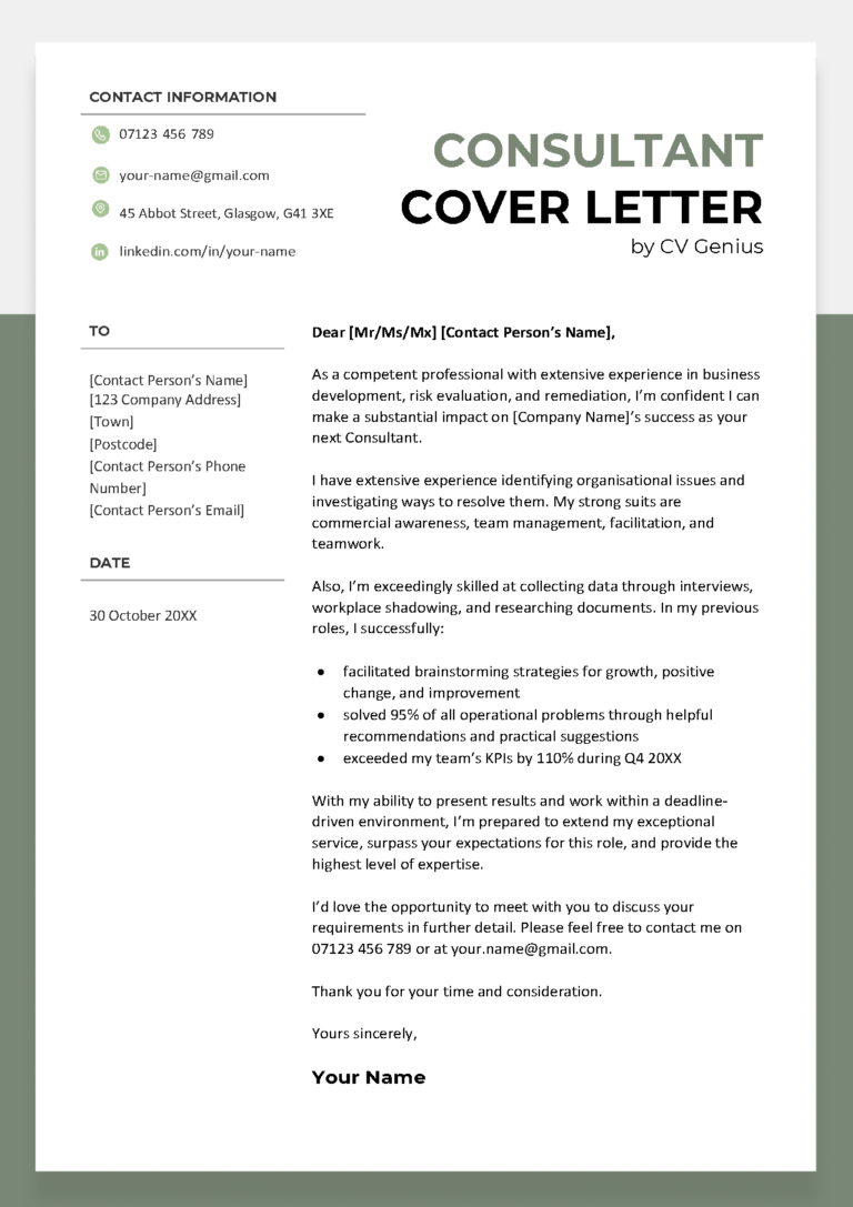 consulting placement cover letter