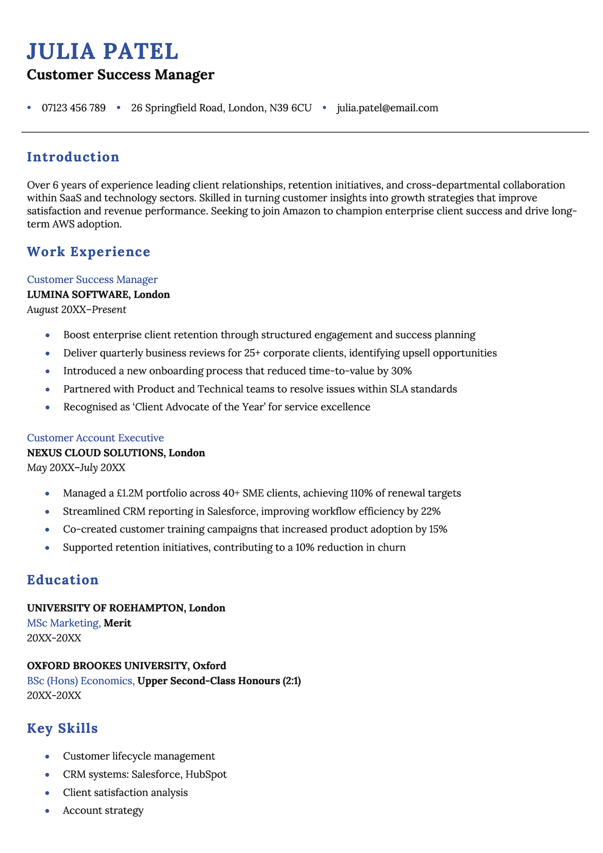 An ATS-optimised corporate CV template