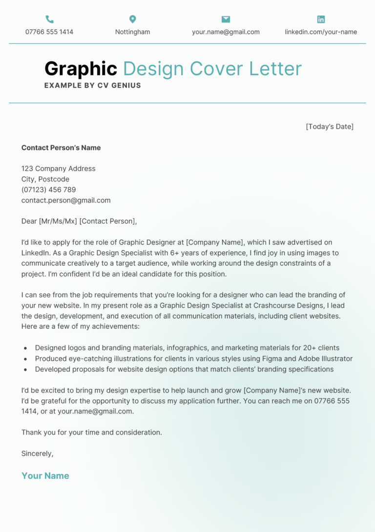 cover letter template for graphic designer job