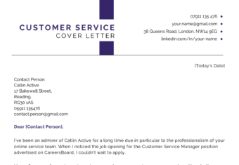 An example of a customer service cover letter