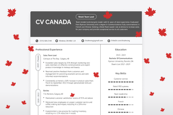 illustration d'un CV canadien en français