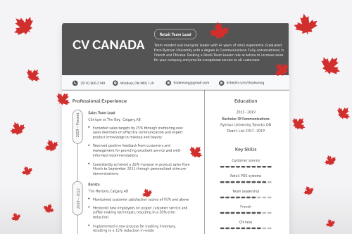 illustration d'un CV canadien en français