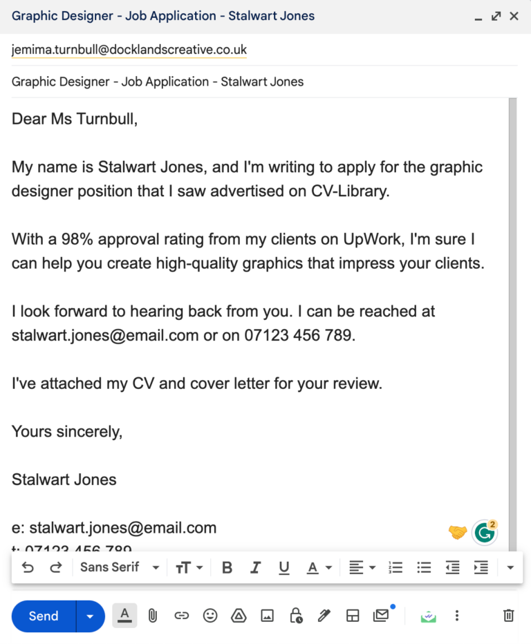 writing email to send resume and cover letter