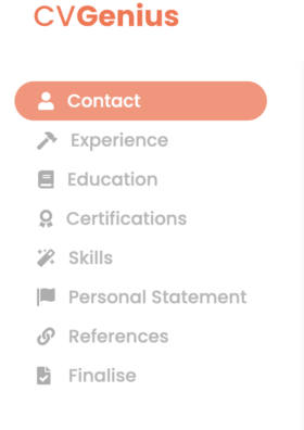 CV Genius boasts a number of options to alter each section of your CV.