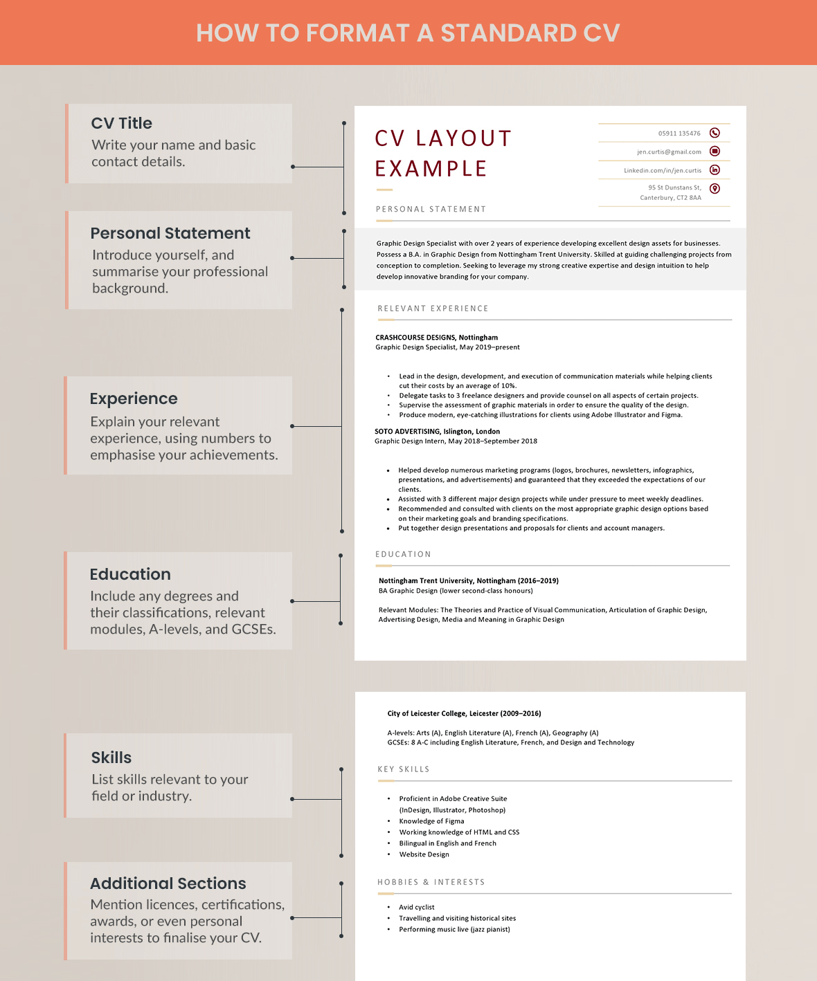cv layout infographic, how to format a standard CV