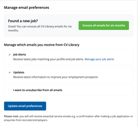 CV Library email preferences settings