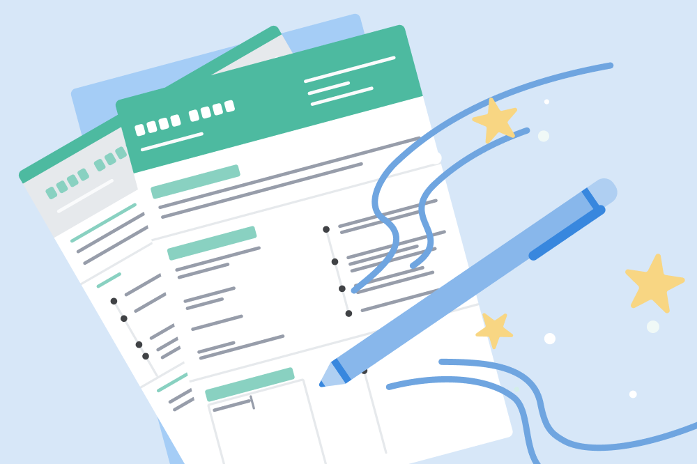 une illustration d'un CV vierge à remplir