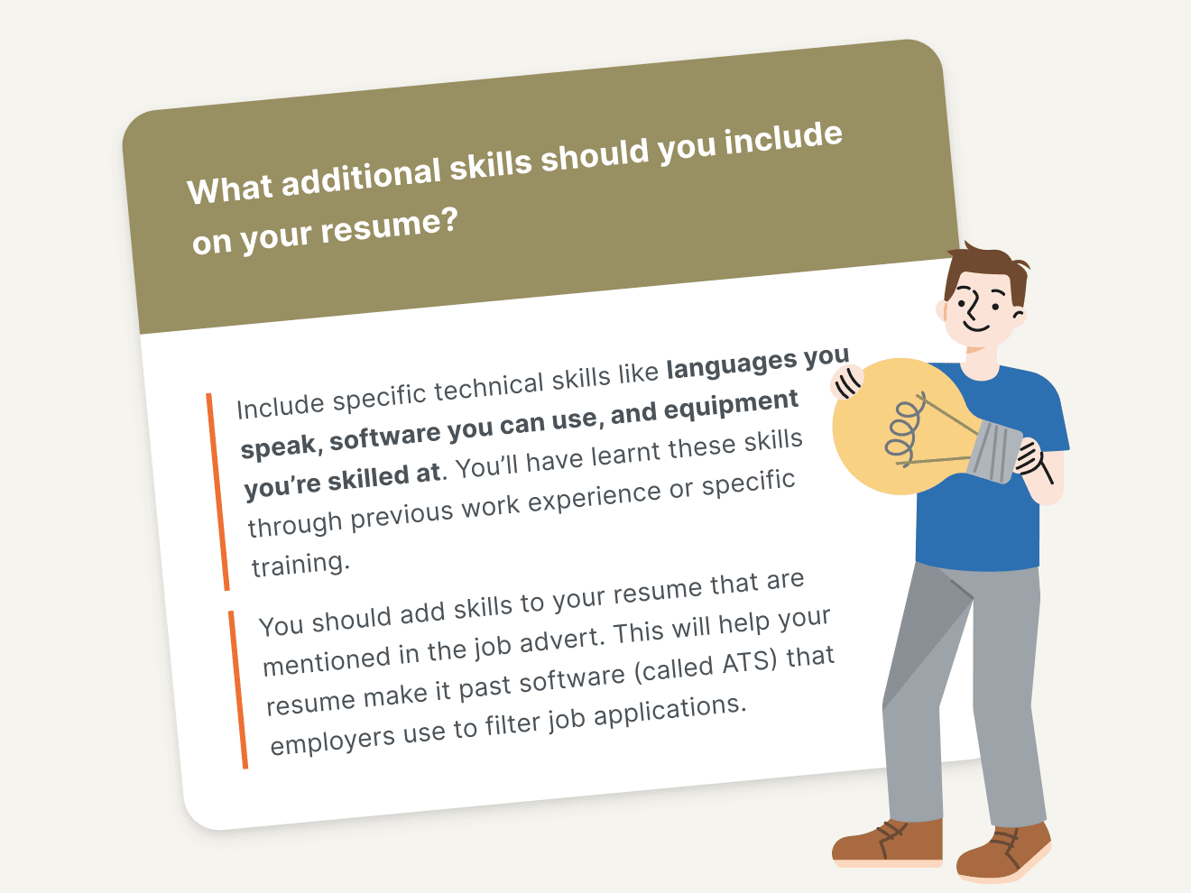 A tip advising users to add skills to their resumes.