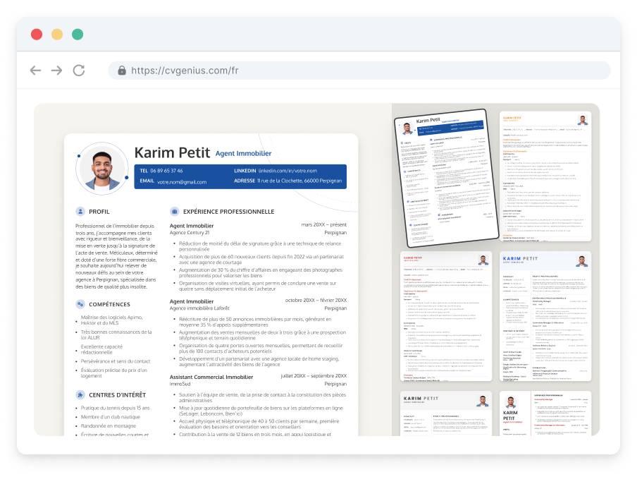 La deuxième étape du CV designer de CV Genius.