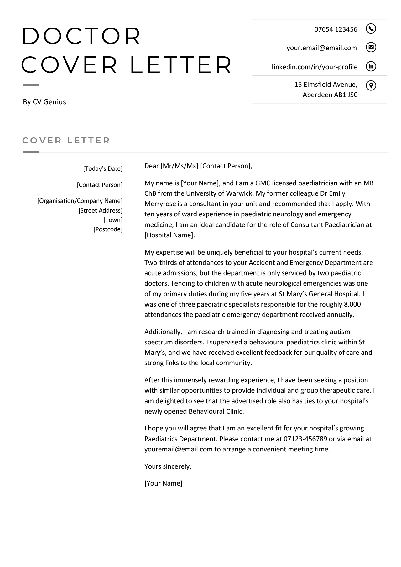 application letter of a doctor