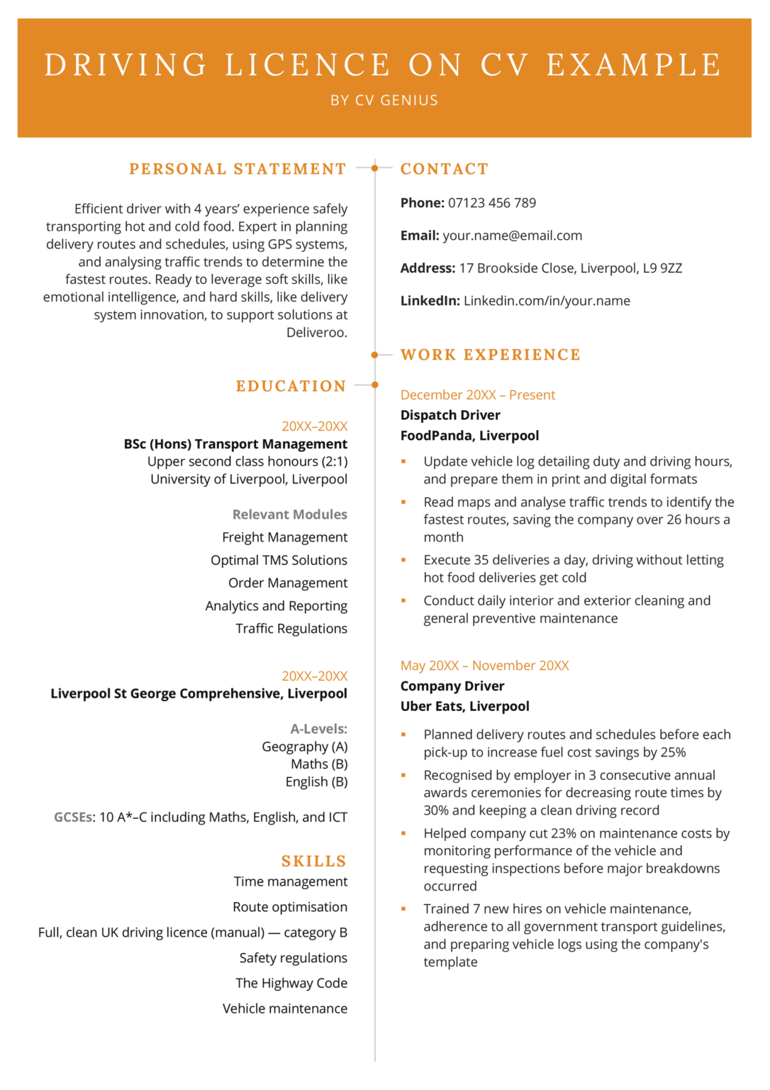 Driving licence on a cv how to add