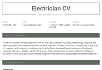 An example of an electrician CV.