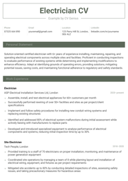 Electrician CV Example UK Template Free Download 