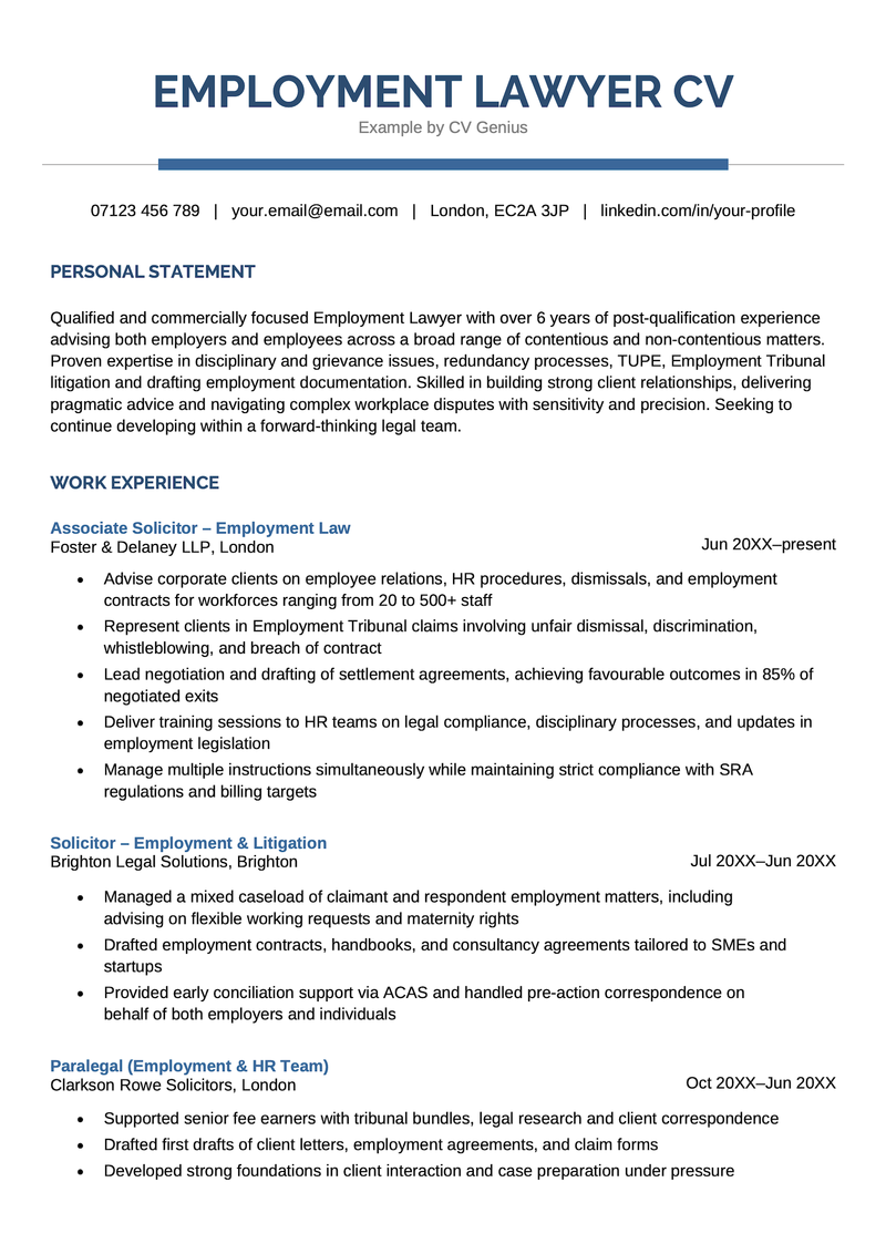 Lawyer CV Examples, Template, & Writing Tips for 2026