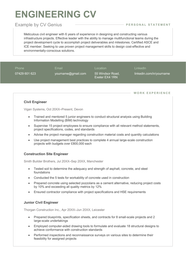 Engineering CV Examples Template Free Download