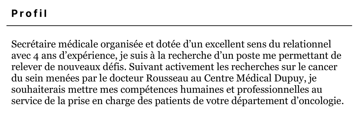 Un exemple de police CV.