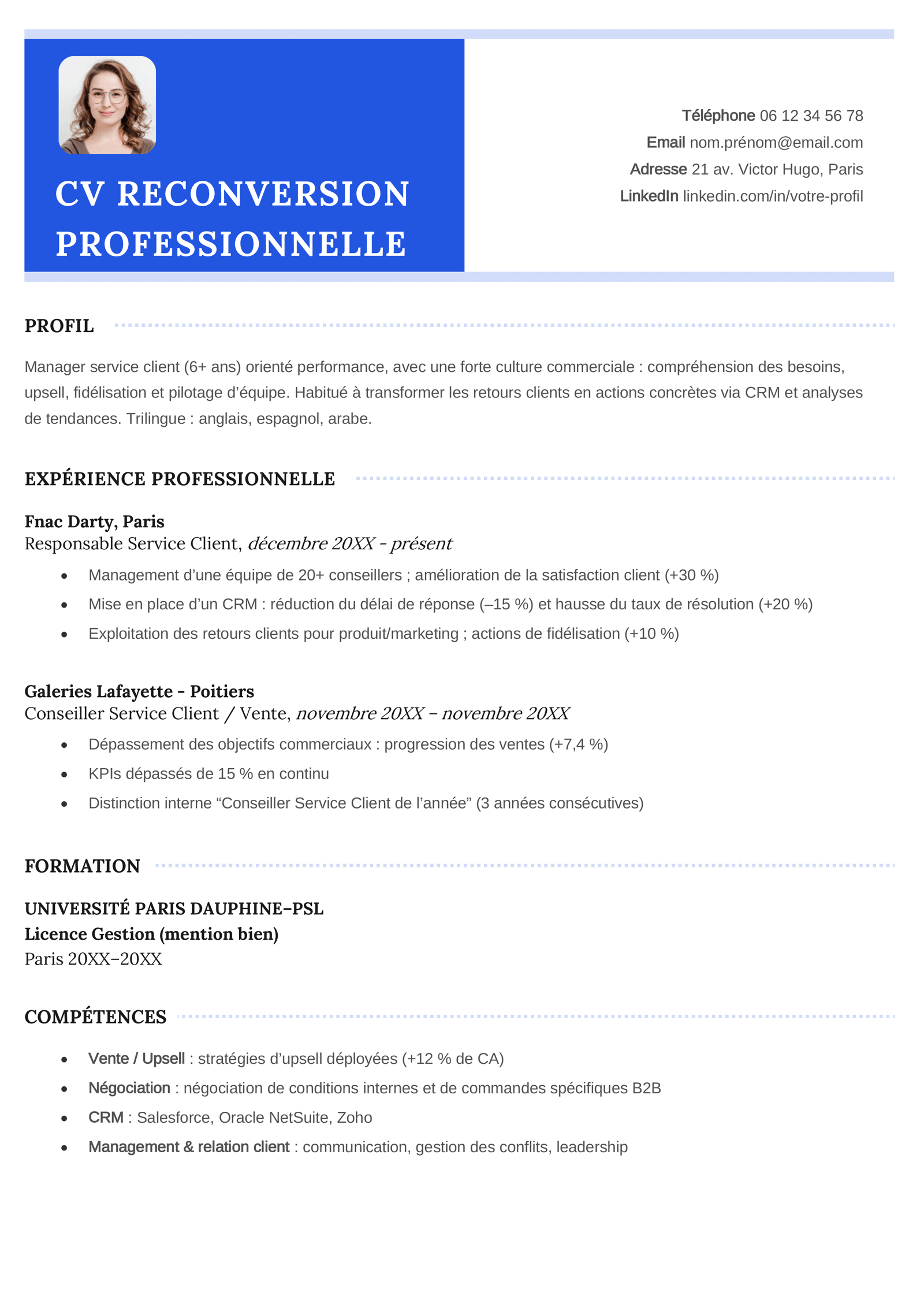 Un exemple de CV reconversion professionnelle