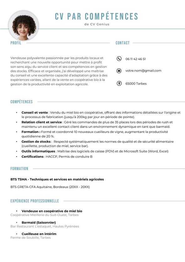 un modèle de CV par compétences.