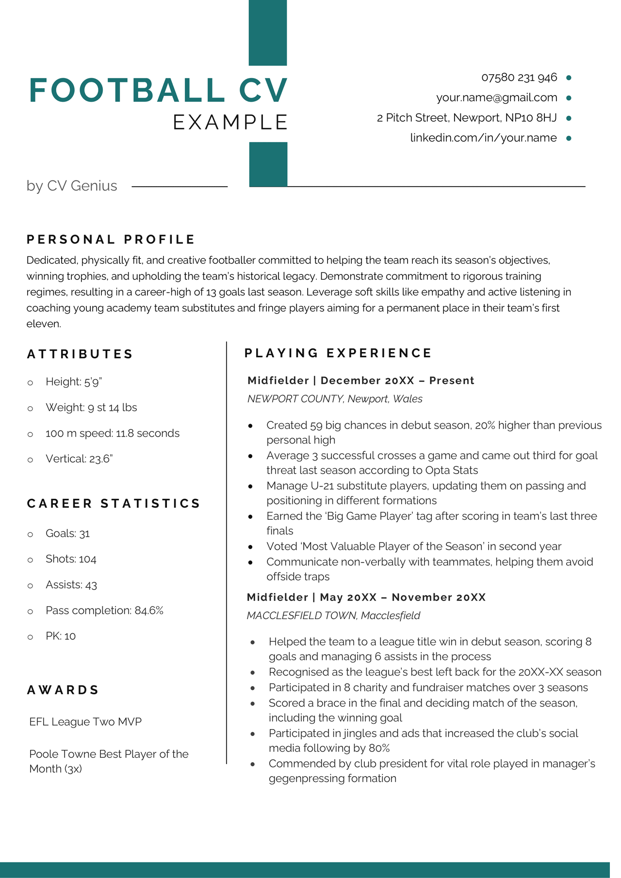 rugby resume sample