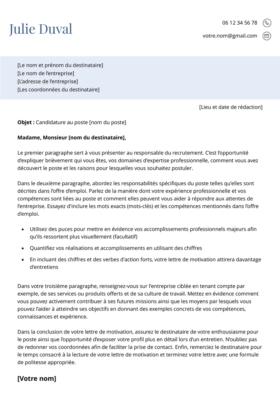 Le modèle lettre de motivation LibreOffice Giverny en bleu
