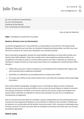 Le modèle lettre de motivation LibreOffice Giverny en graphite