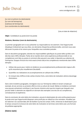 Le modèle lettre de motivation LibreOffice Giverny en marron