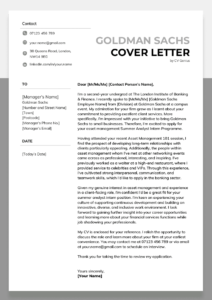 Goldman Sachs Cover Letter - Example & Writing Help